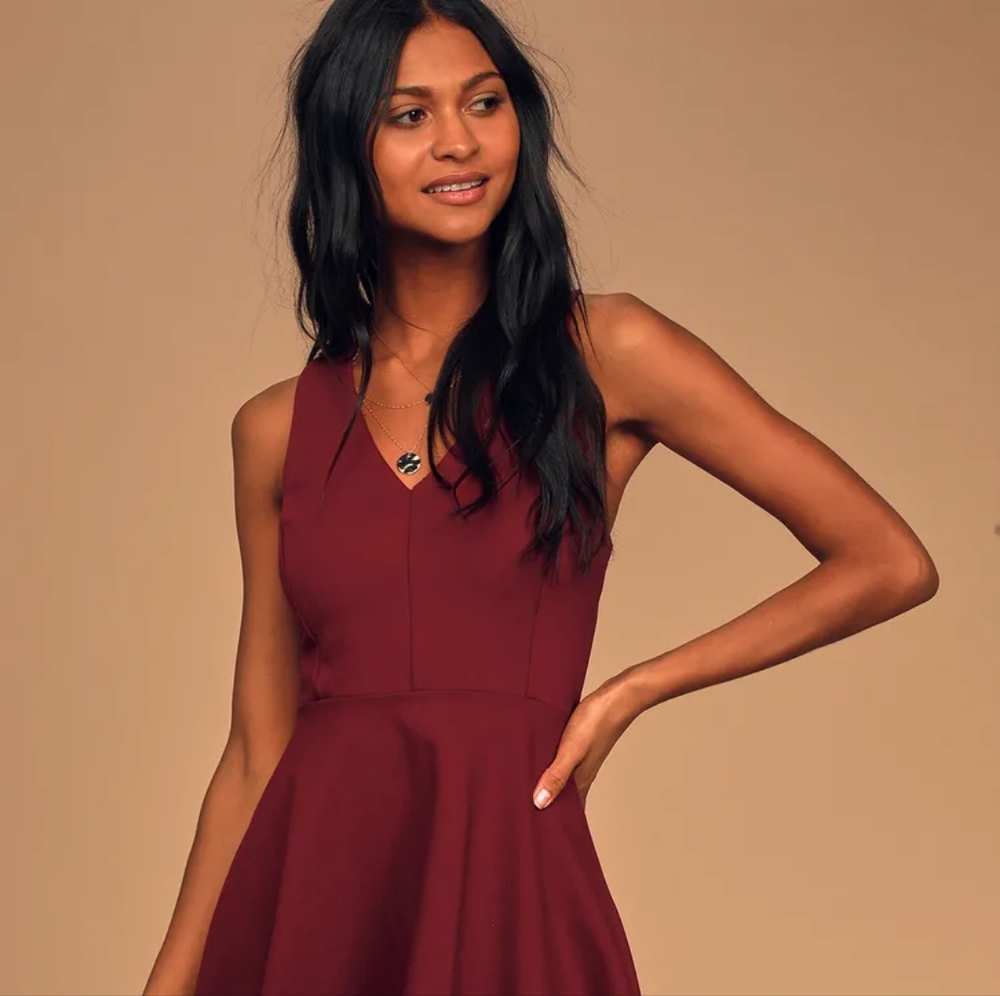 Lulus Hello World Wine Red Midi Dress